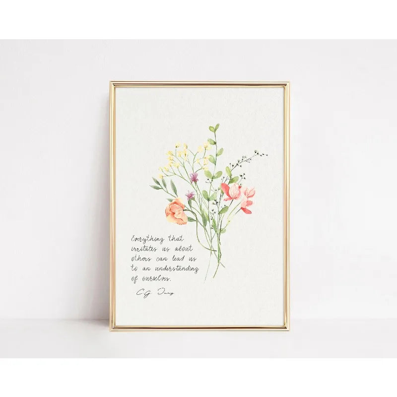 Mental Health Therapy Psychology Quote Poster Carl Jung Carl Rogers Brene Brown Botanic Canvas Painting Wall Art Room Home Decor