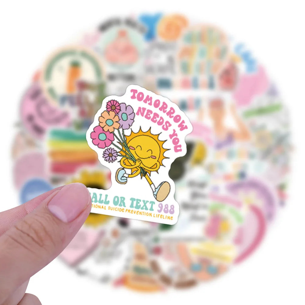 52-Piece Mental Health Matters Sticker Set – Waterproof & Aesthetic