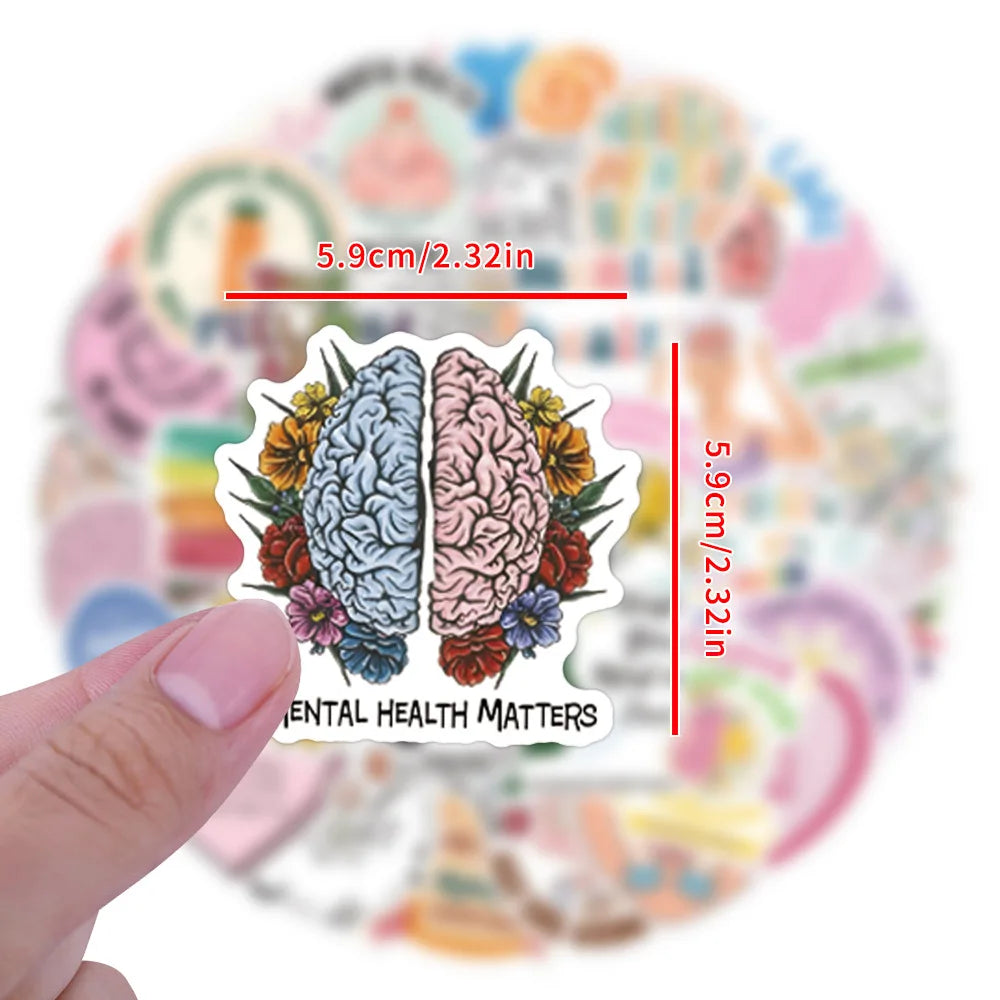 52-Piece Mental Health Matters Sticker Set – Waterproof & Aesthetic