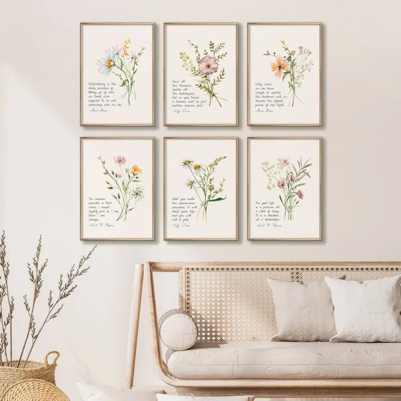 Mental Health Therapy Psychology Quote Poster Carl Jung Carl Rogers Brene Brown Botanic Canvas Painting Wall Art Room Home Decor