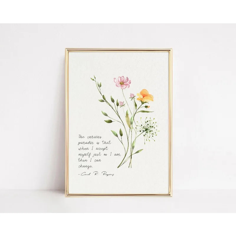 Mental Health Therapy Psychology Quote Poster Carl Jung Carl Rogers Brene Brown Botanic Canvas Painting Wall Art Room Home Decor