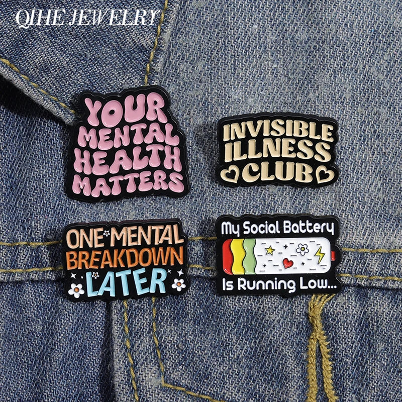 Mental Health Badge – “Make Your Mental Health a Priority” Enamel Pin