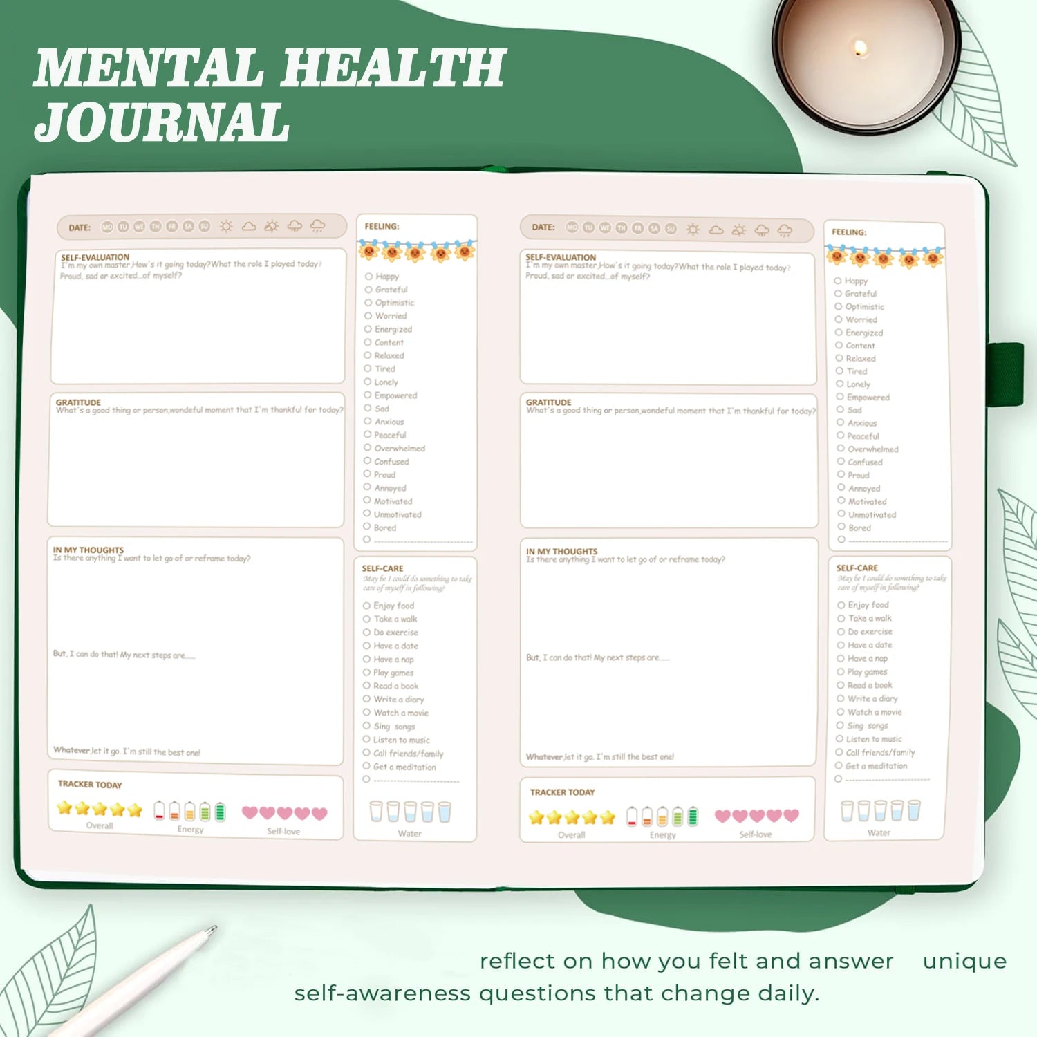 Mental Health Journal:92 Days to Track Your Moods, Intentions, Original Mental Health Daily for Self-Care & Healing