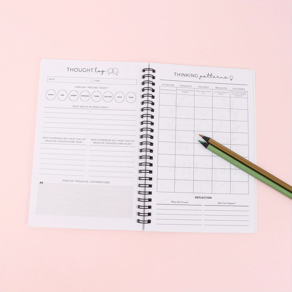 1/2PCS Adult Mental Health Workbooks--Care Journal, Including Emotion Tracker, Cognitive Behavioral Exercises, Relaxation Techni