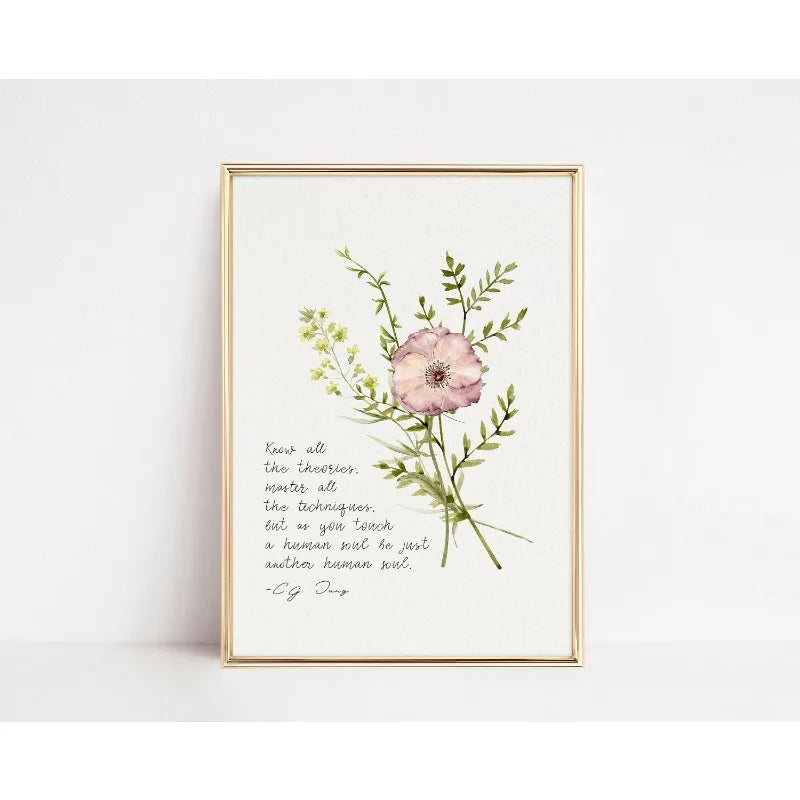 Mental Health Therapy Psychology Quote Poster Carl Jung Carl Rogers Brene Brown Botanic Canvas Painting Wall Art Room Home Decor