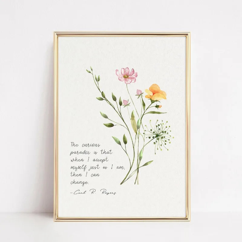 Mental Health Therapy Psychology Quote Poster Carl Jung Carl Rogers Brene Brown Botanic Canvas Painting Wall Art Room Home Decor