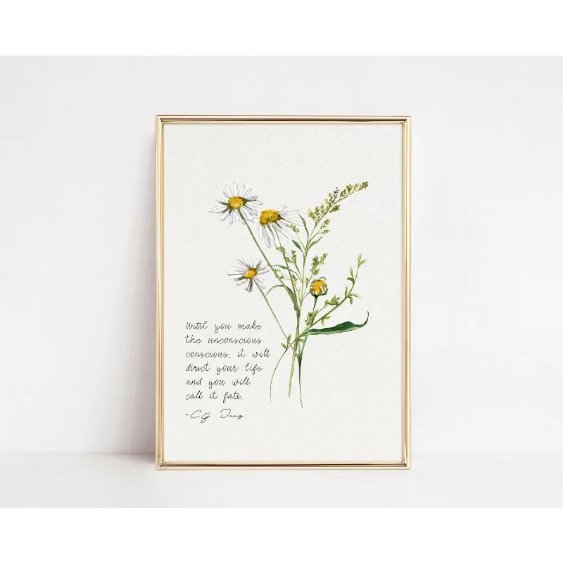 Mental Health Therapy Psychology Quote Poster Carl Jung Carl Rogers Brene Brown Botanic Canvas Painting Wall Art Room Home Decor