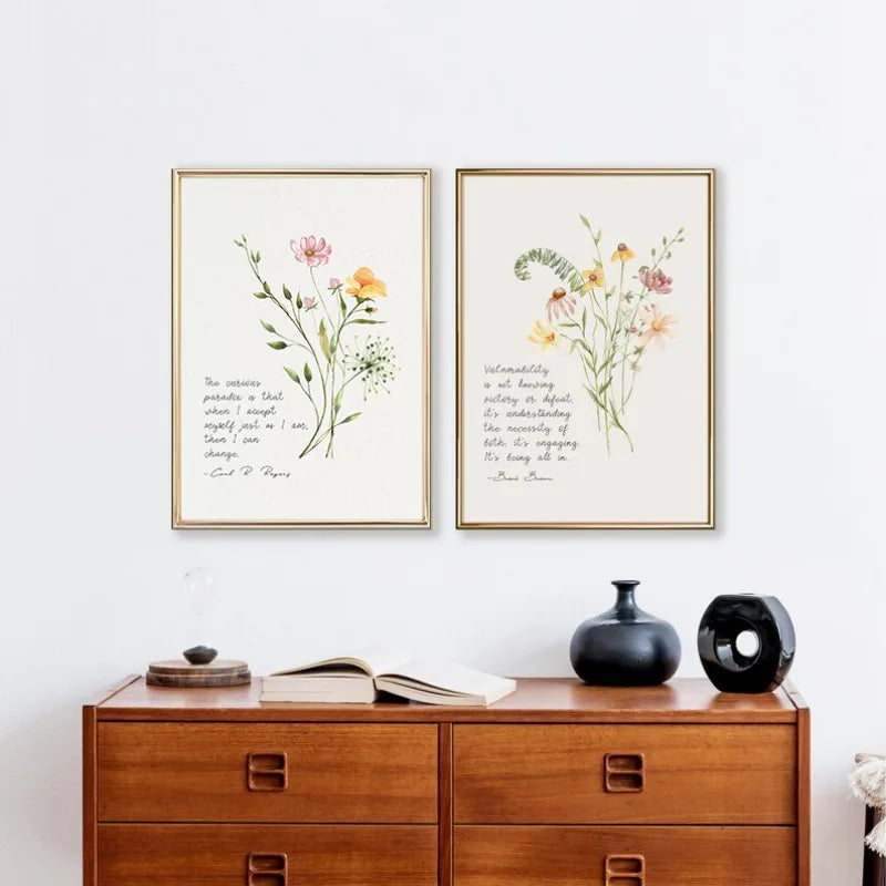 Mental Health Therapy Psychology Quote Poster Carl Jung Carl Rogers Brene Brown Botanic Canvas Painting Wall Art Room Home Decor