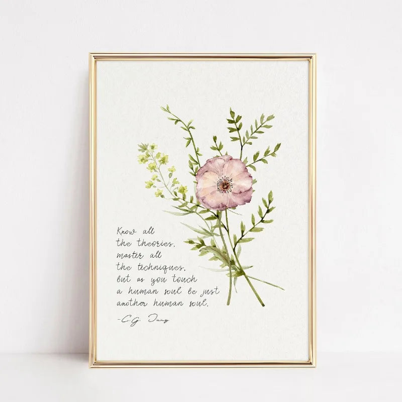 Mental Health Therapy Psychology Quote Poster Carl Jung Carl Rogers Brene Brown Botanic Canvas Painting Wall Art Room Home Decor