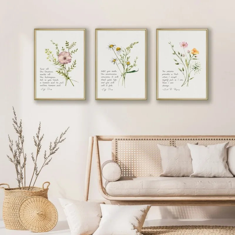 Mental Health Therapy Psychology Quote Poster Carl Jung Carl Rogers Brene Brown Botanic Canvas Painting Wall Art Room Home Decor